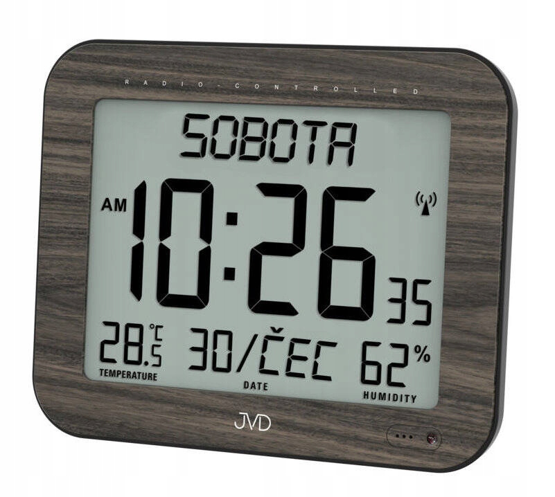 Nástenné Stolné Hodiny Jvd DH9363.2 Termometer DCF77 Dni V Týždni V Poľštine