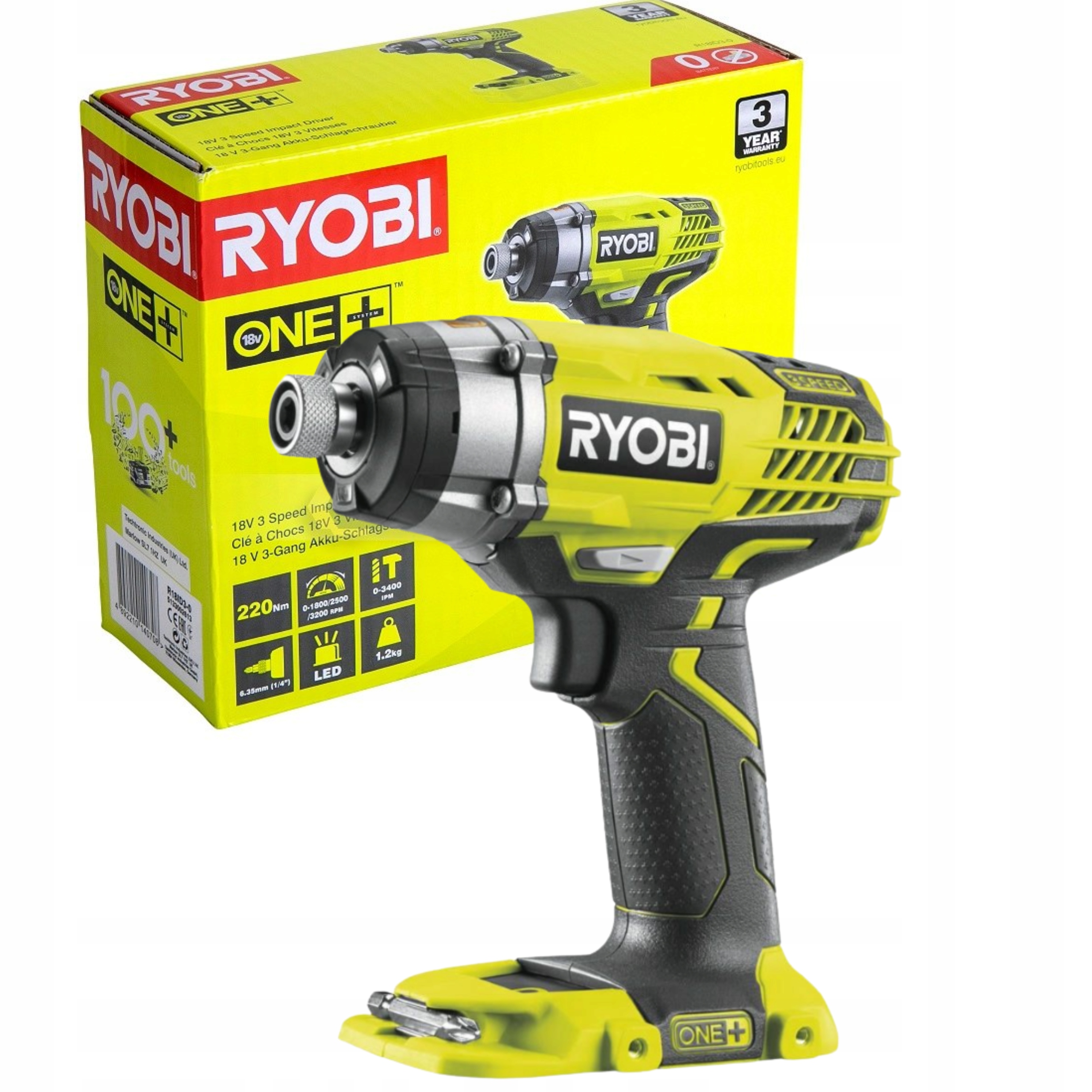 Akumulátorový Úderový Šroubovák Klíč 220 Nm 18 V 3 Rychlostní Stupně Ryobi R18ID3-0