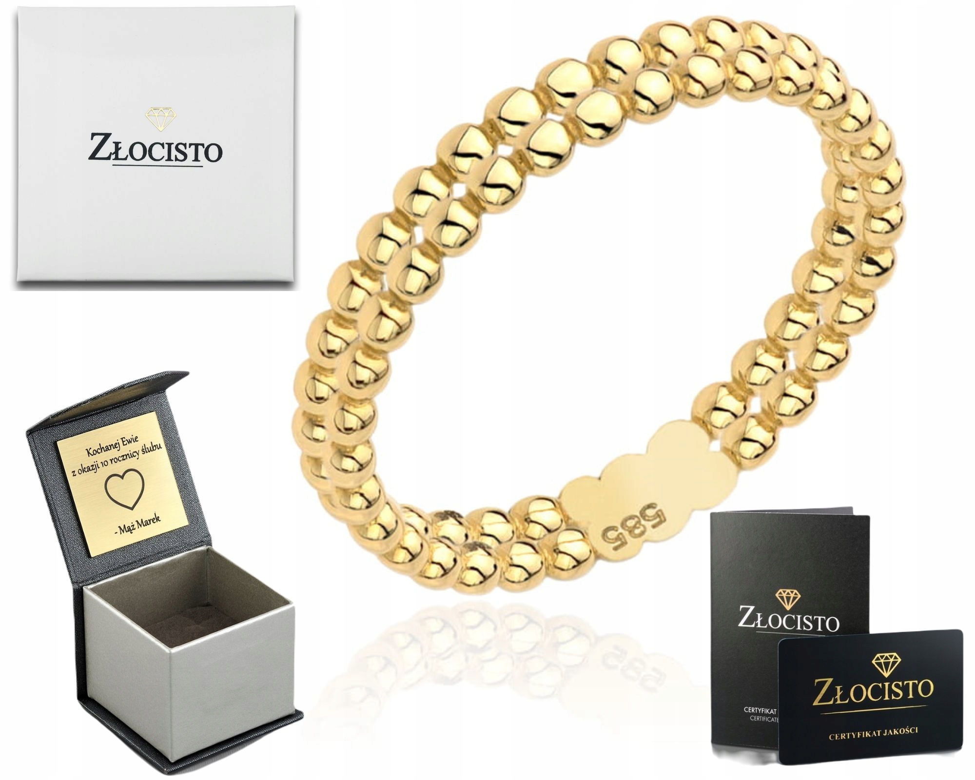 Prstýnek Dvěma Řadami Koulek Ryzost 585 Dárek Pro Ženu