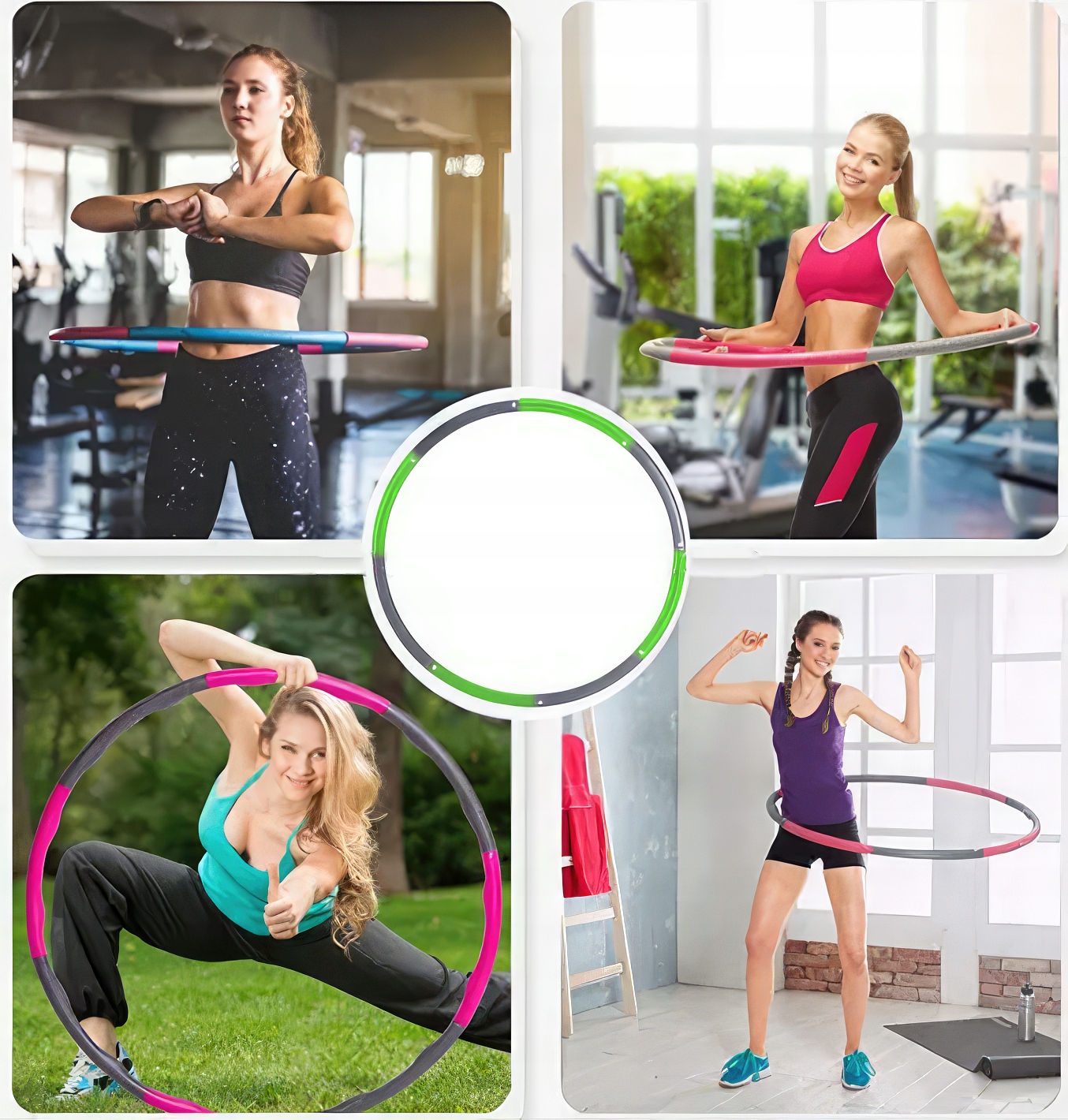 ODCHUDZAJĄCE HULA HOP SKŁADANE z WYPUSTKAMI PIANKA ZIELONE 1,2 KG 96 CM Marka Maibang SPORT