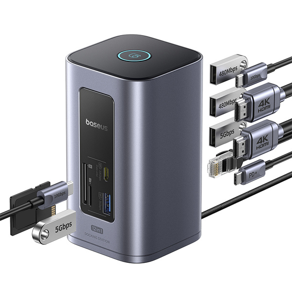 Baseus NU1 Nomos Air Spacemate Dokovací stanice Usb-c 12v1 Hdmi RJ45 Pd 100W