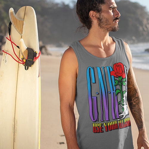 TANK TOP HORROR/ROCK GUNS N ROSES PISTOL Dekolt okrągły