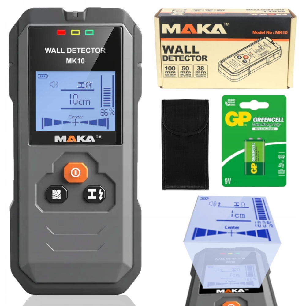 Wykrywacz 3w1 Detektor Przewodów Metalu Drewna Kabli Profili Bateria Gp