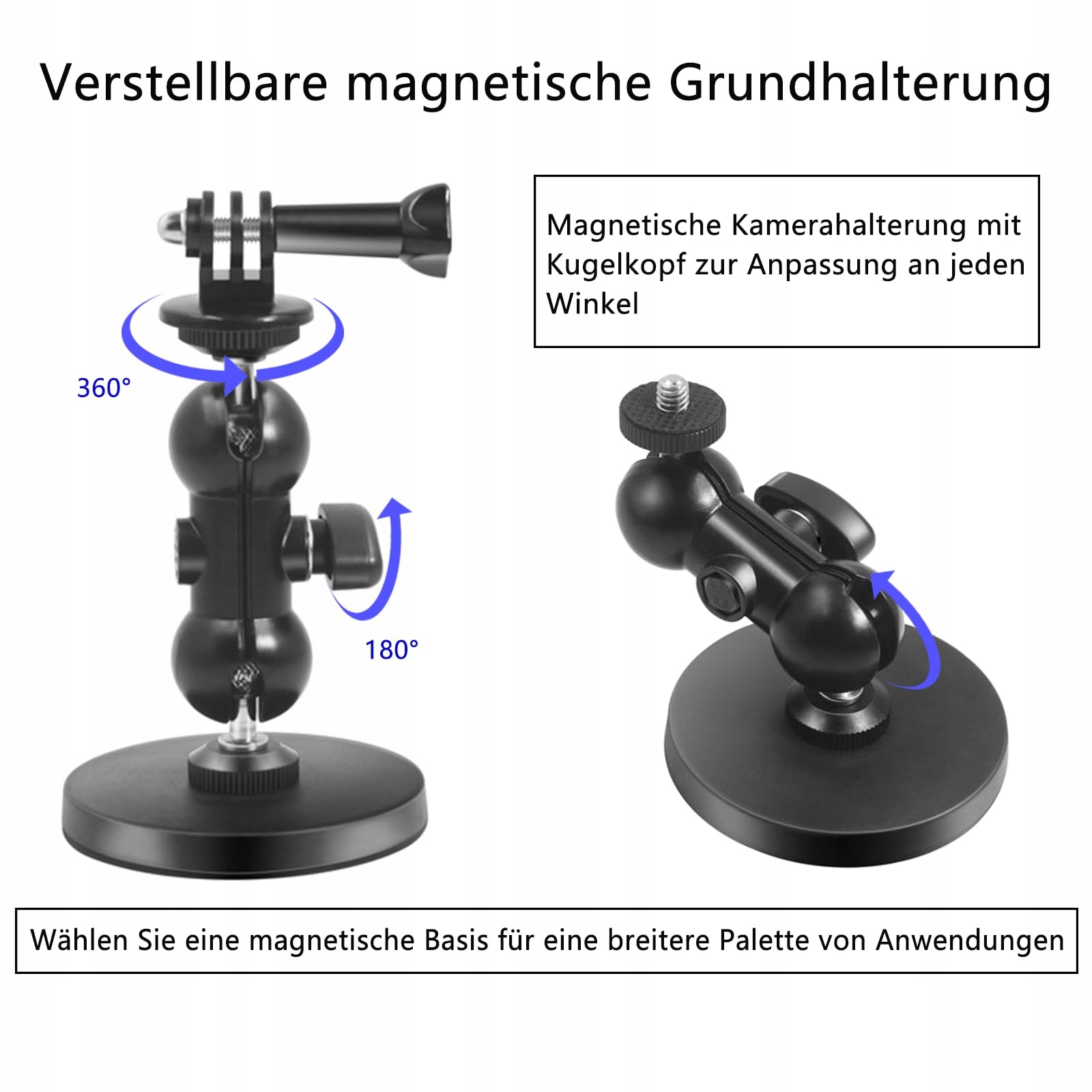 MAGNETYCZNY UCHWYT KAMERY Z 1/4 GWINTEM 360 STOPNI DO GOPRO DJI INSTA360 — miniatura 2