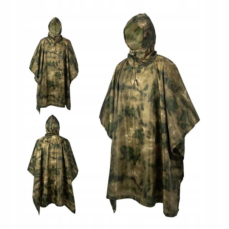 Ponczo Przeciwdeszczowe Ripstop Peleryna Turystyczne Camo Atc-fg Atacs-Fg