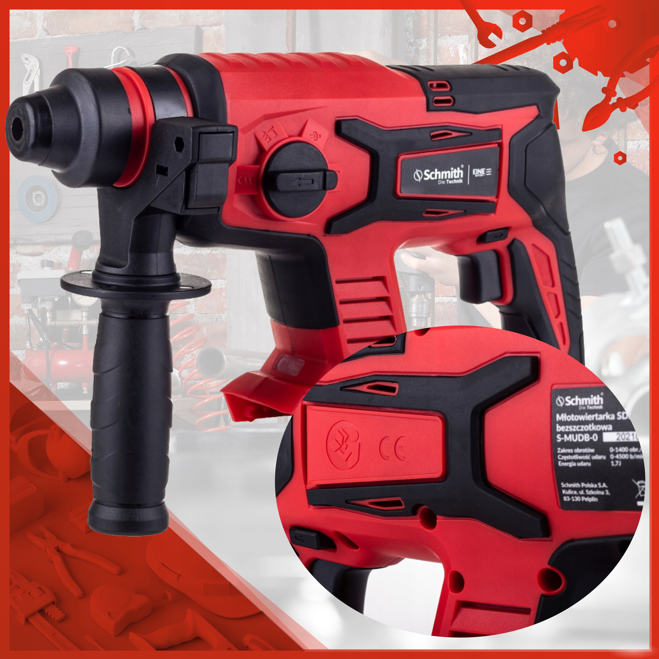 MŁOTOWIERTARKA WIERTARKA MŁOT UDAROWY SDS+ SCHMITH Kod producenta S-MUDB-0