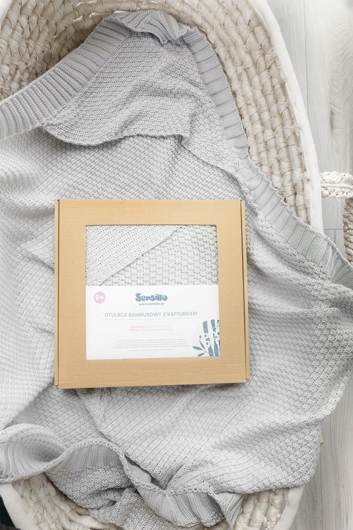 Kocyk z kapturkiem Sensillo 85 x 90cm Szary Kod producenta 5908310386898