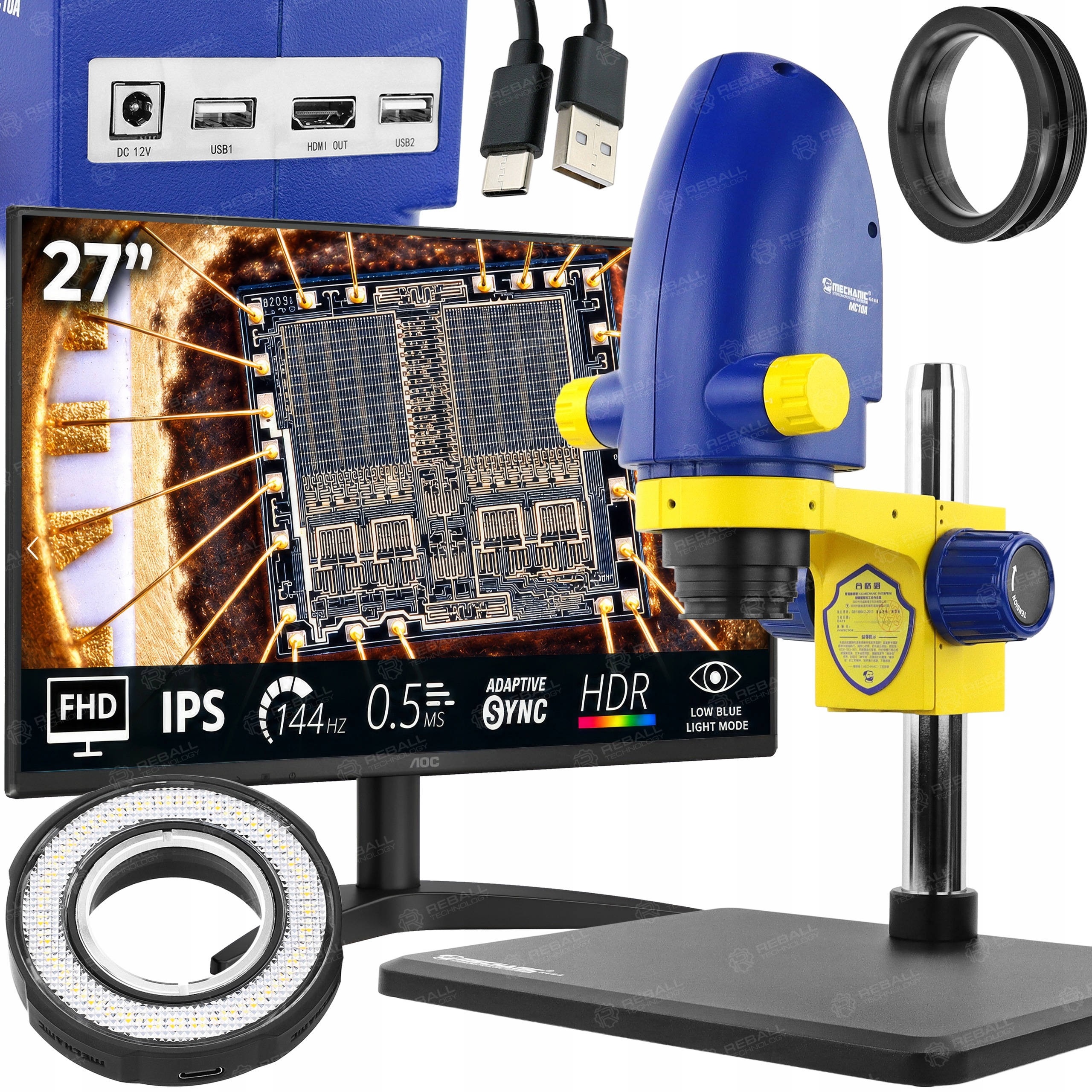 Digitální Mikroskop Mechanic MC10A-B4 Hdmi 70-110x Monitor Aoc 27B36X 144Hz