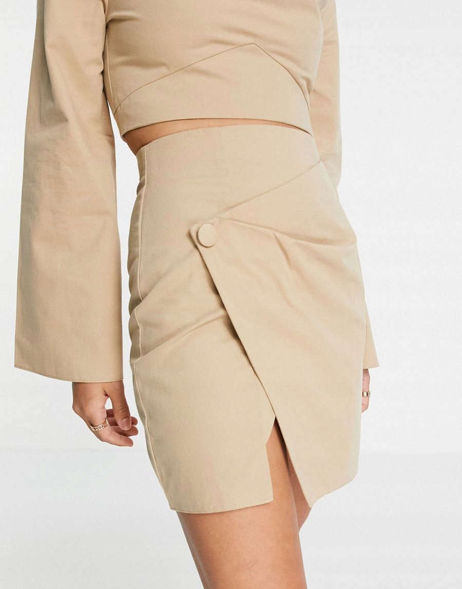 SPÓDNICA BEŻOWA MINI Z BAWEŁNY 40 1XMF Płeć kobieta