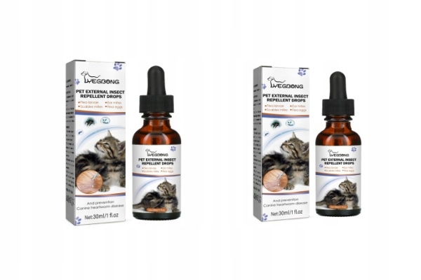 Levně 2* Kapky na odčervování pro kočky a psy proti vši, klíšťatům a blechám