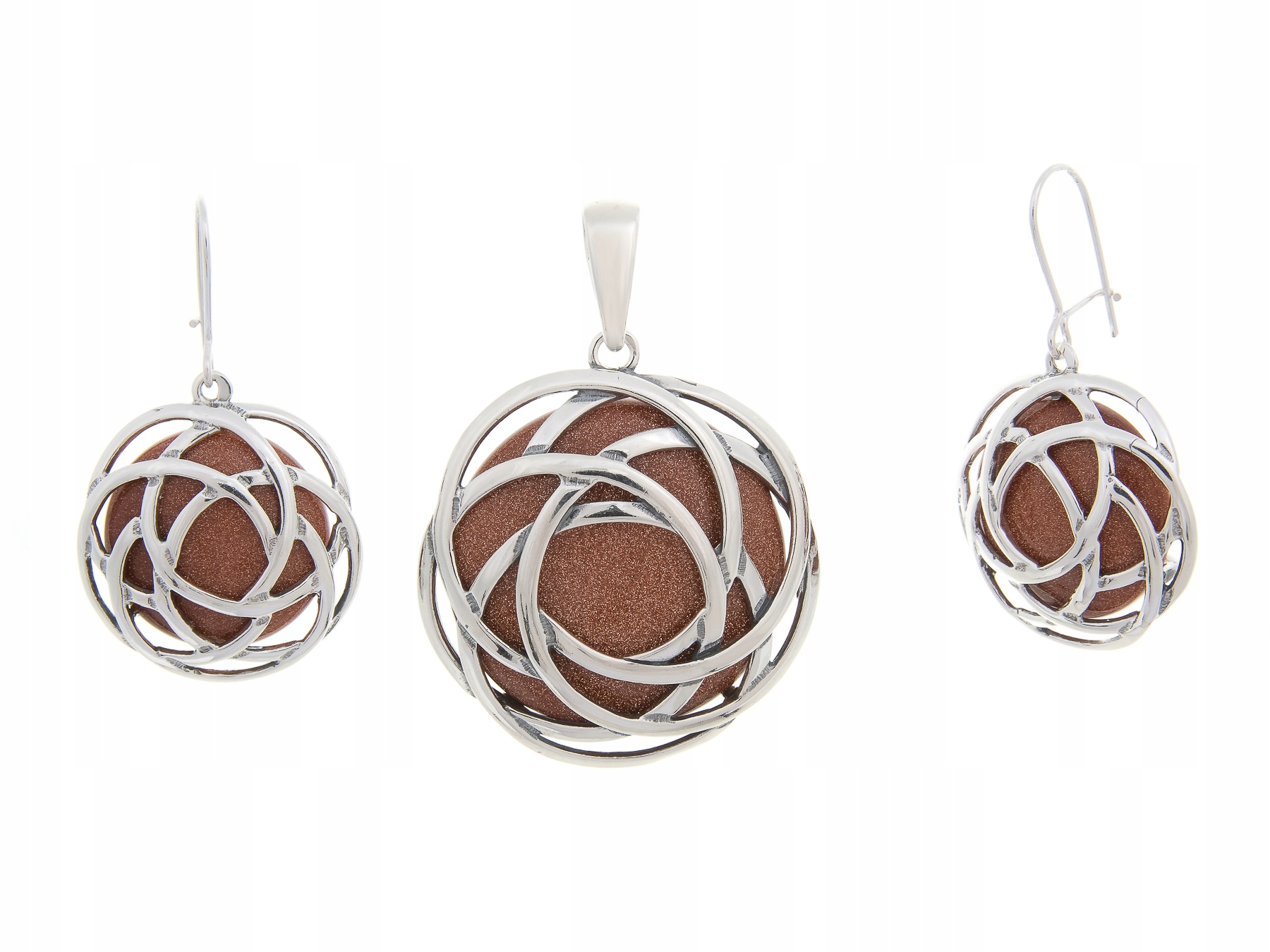 Stříbrná Sada Náušnice Přívěsek Písek Pouště NOVINKA0