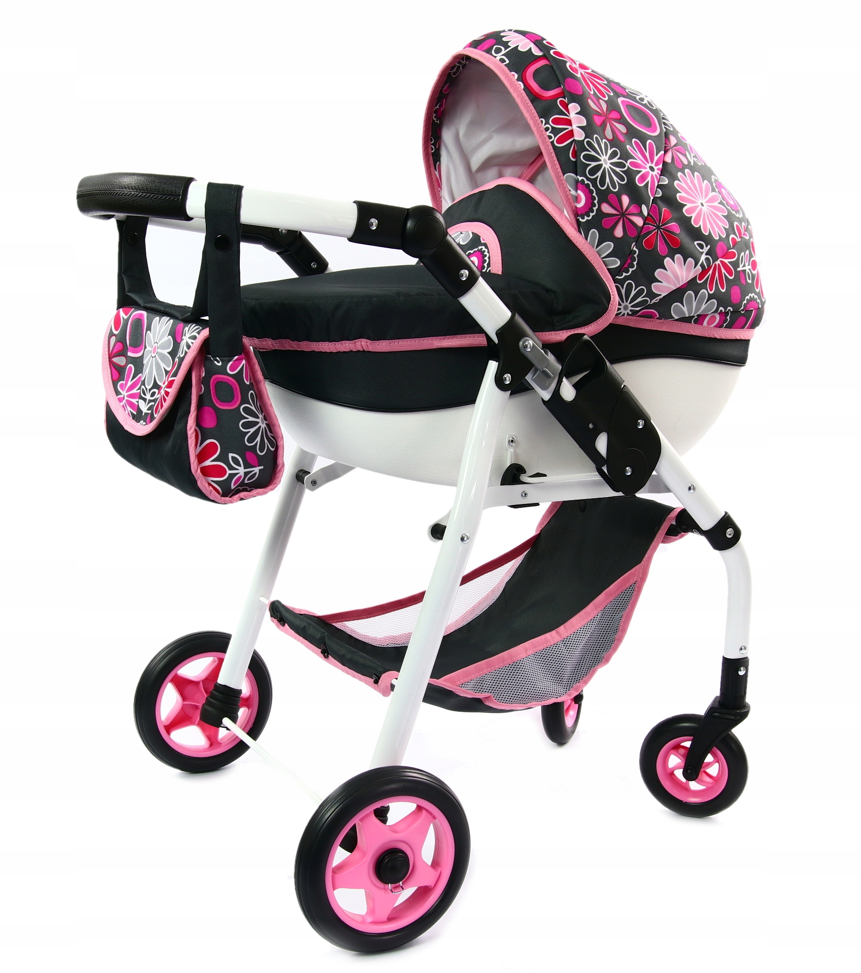 

Duży Polski Wózek dla lalek lalkowy Skrętne koła