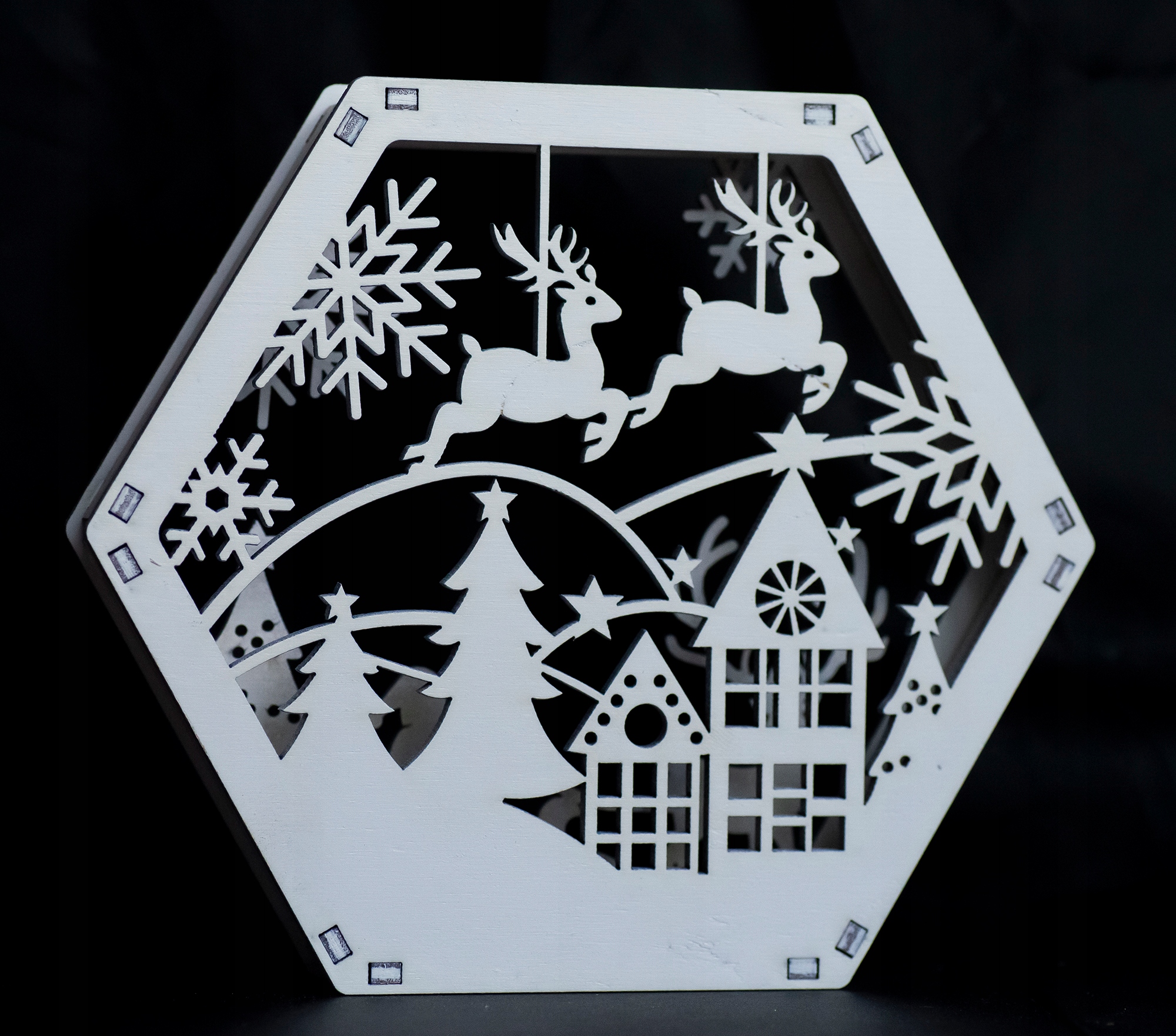 OZDOBA Biała LATARENKA ŚWIECĄCA komoda MIKOŁAJ STÓŁ Świecznik Święta Kod producenta Eve Art