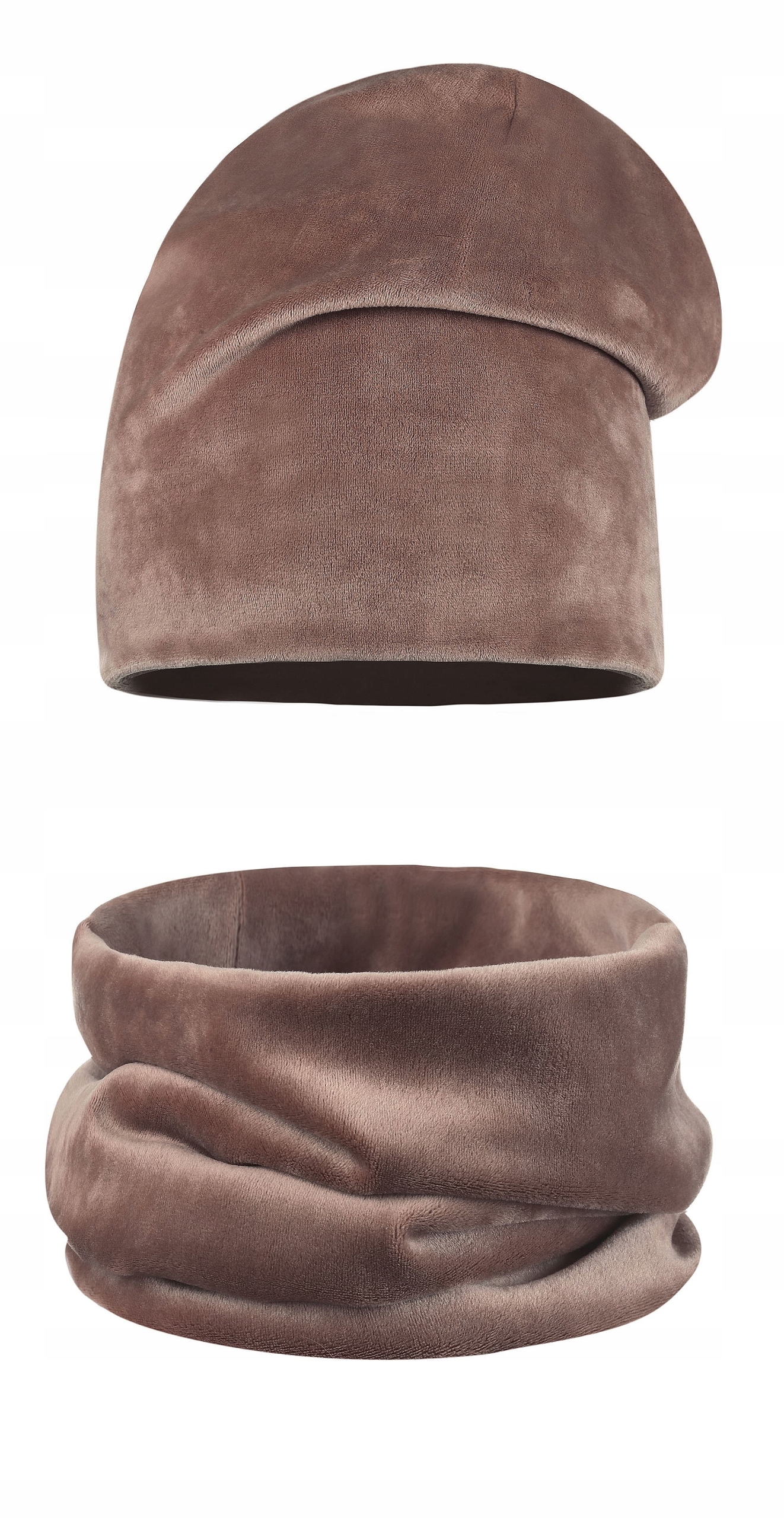 

Komplet Czapka Beanie Tuba Komin Welurowy Aksamit