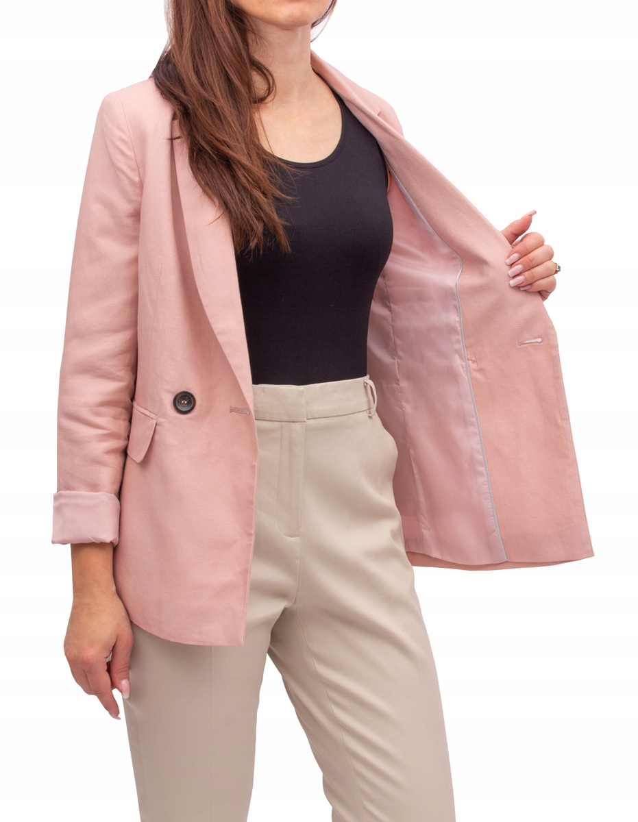 marynarka DAMSKA PUDROWY RÓŻ plus size 6XL 52 Marka FIRI