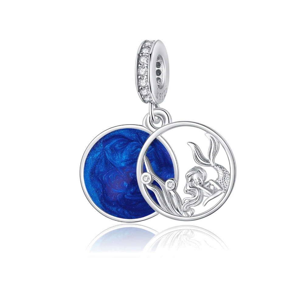 Charms přívěsek Ornamo Mořská panna na modrém kruhu Zirkon Stříbro pr.925
