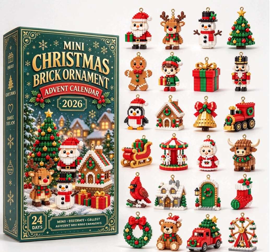 Адвент-календарь 2026 конструктор, 24 мини-модели с петлёй для подвешивания на ёлку — фото 2