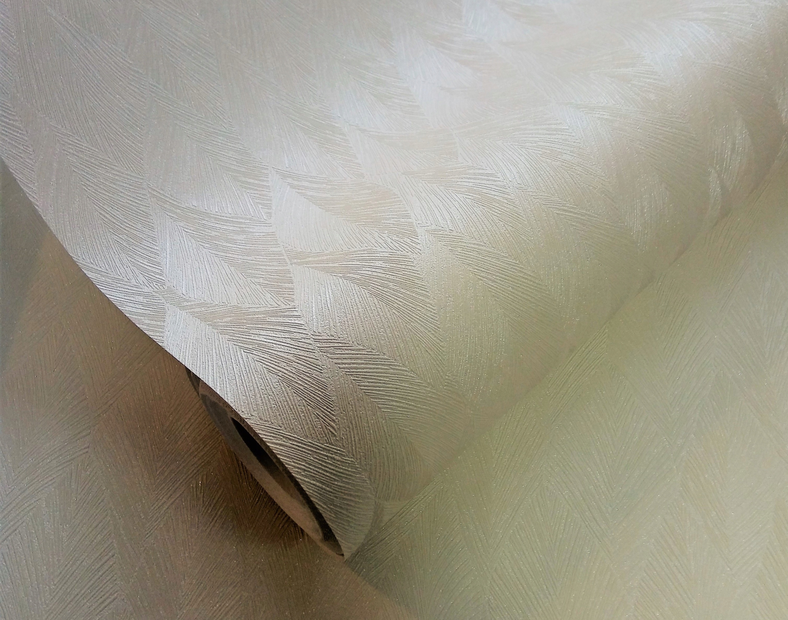 TAPETA TAPETY 3D BEŻ GLAMOUR LIŚCIE FLIZELINA Długość 10 m