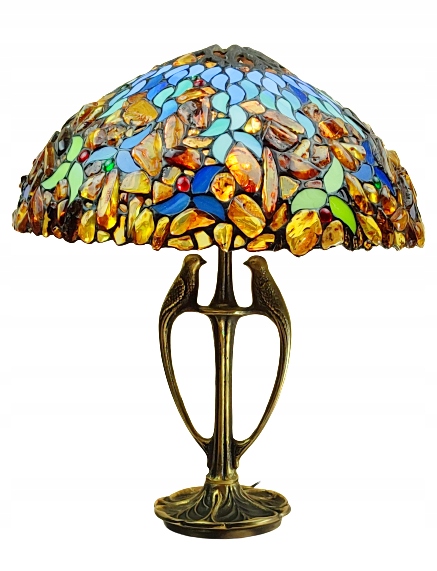 Jantarová lampa s vitrážovým sklem o průměru stínítka 40 cm