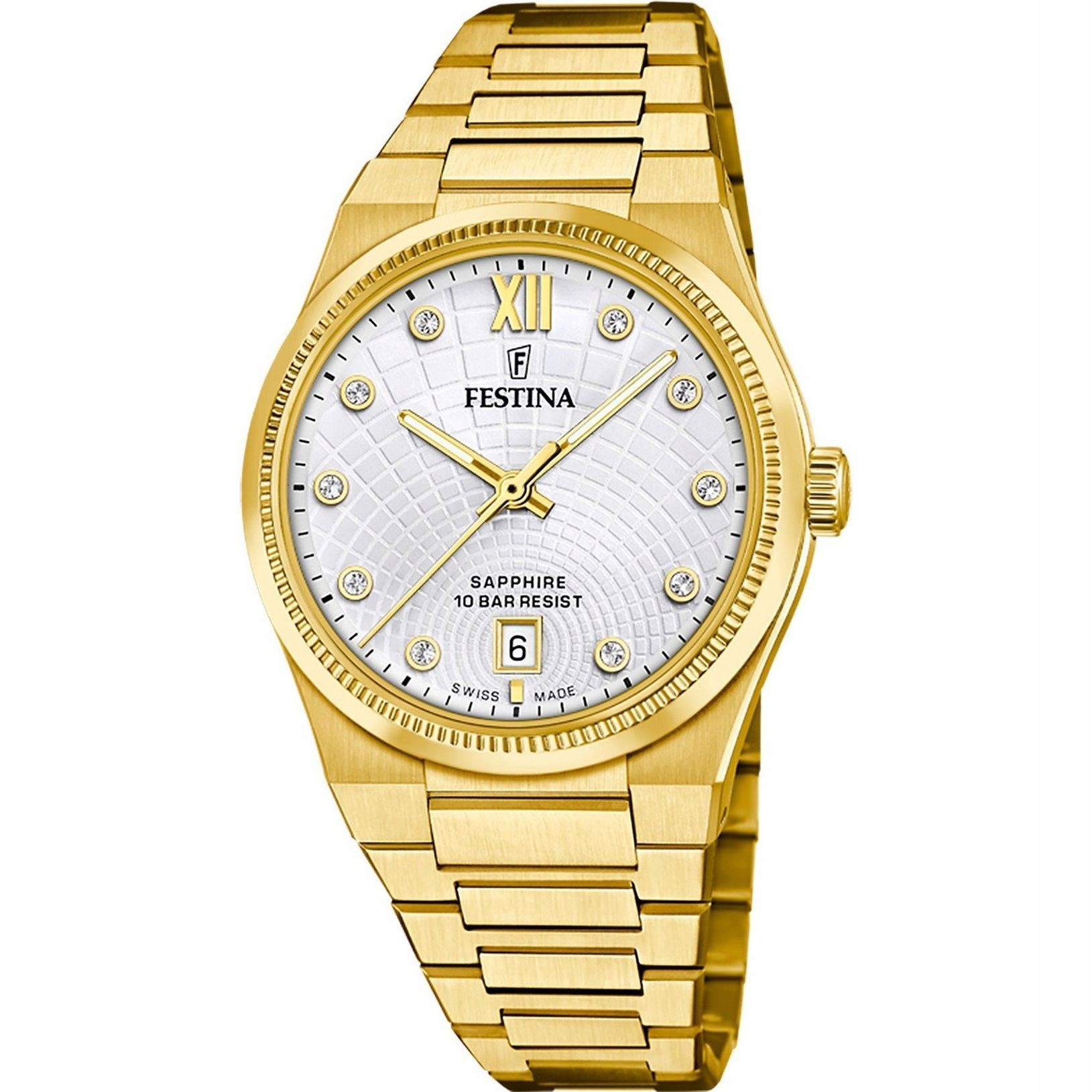 Festina Swiss Made 20058/1 dámské zlaté hodinky na náramku z krystalu