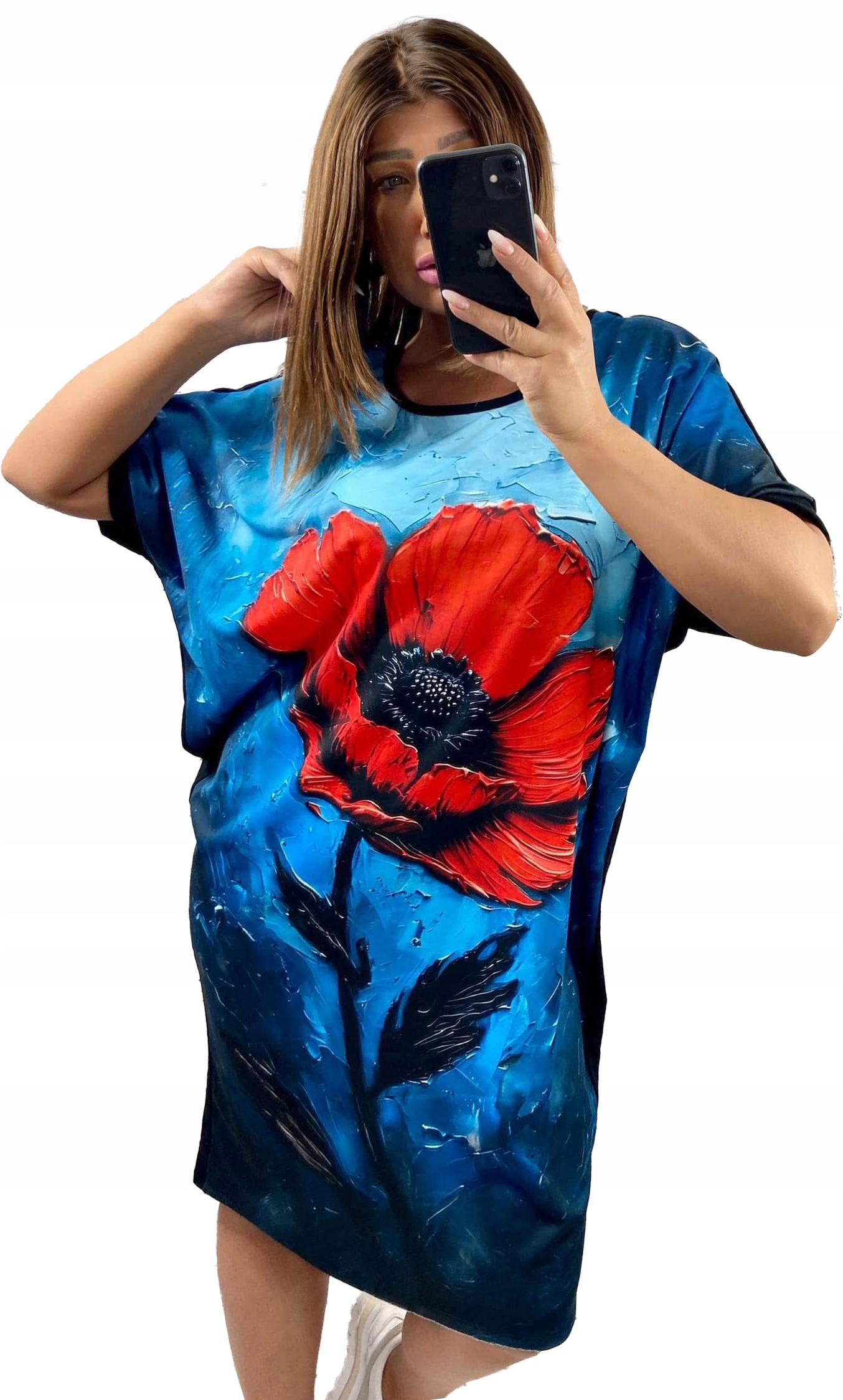 Bavlněná tunika Elegantní Dlouhá Šaty Velké velikosti Barvy velikost 46