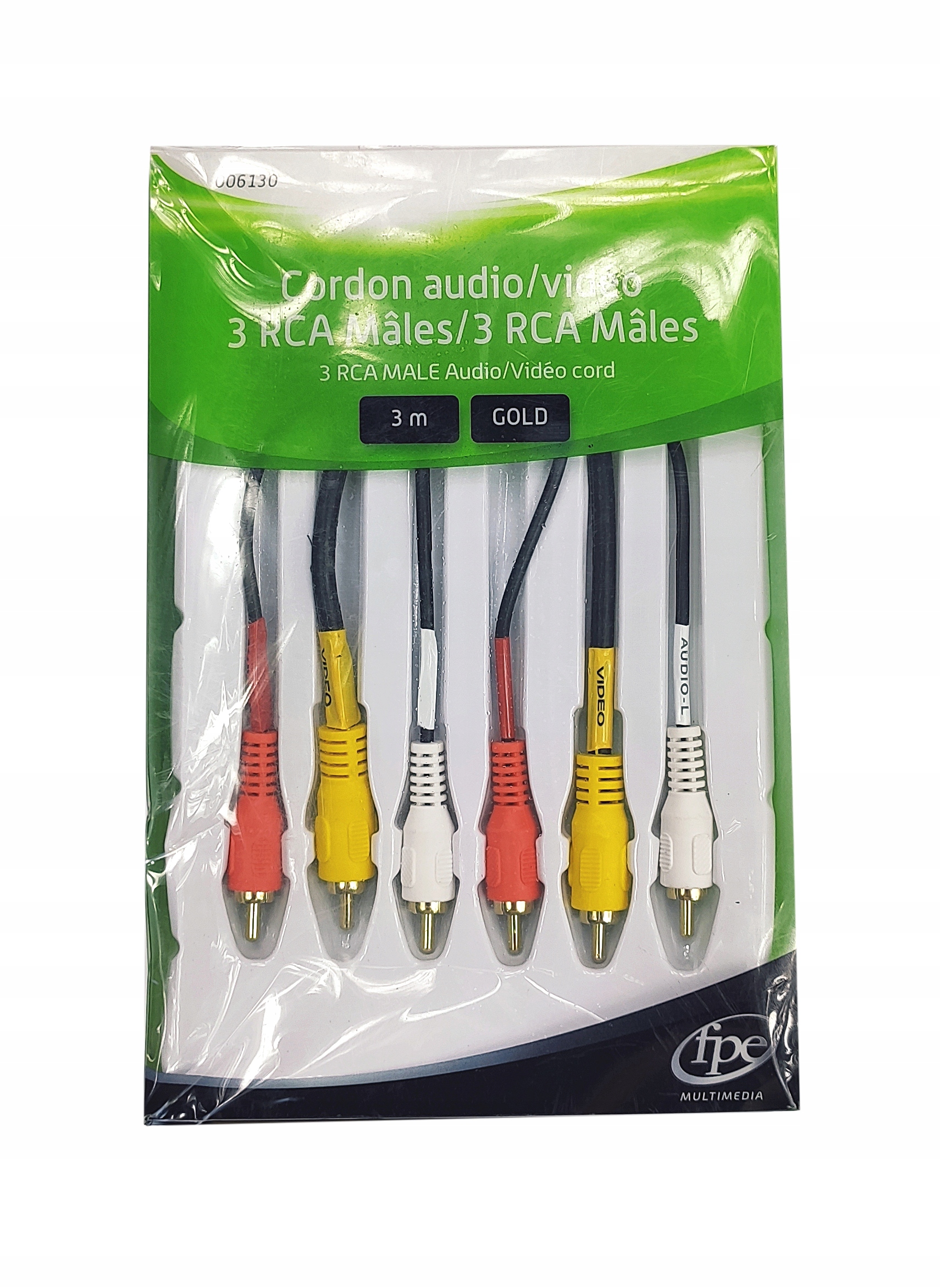 Кабель 3 x RCA компонент аудио видео золото 3 м FPE