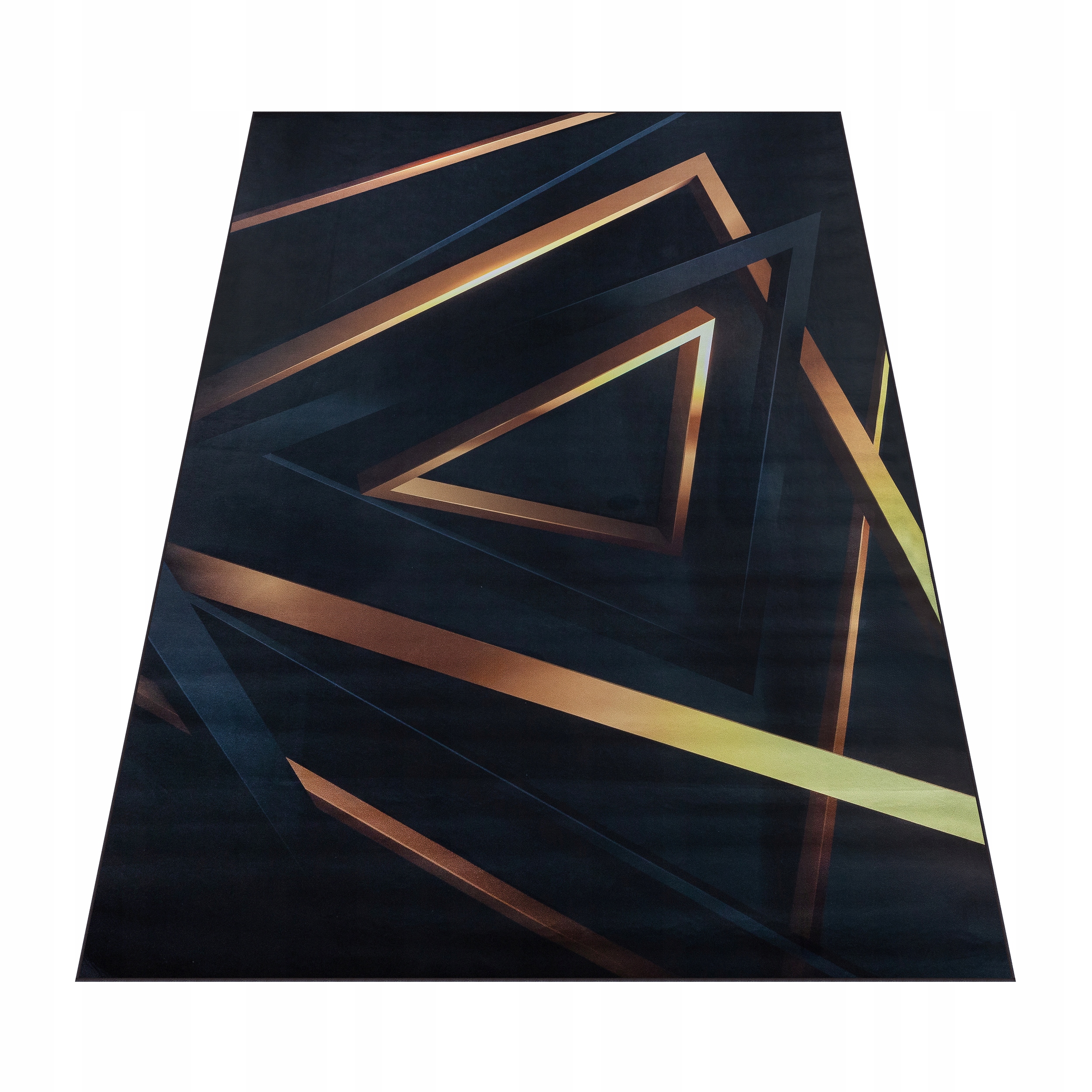 Koberec 160X220 CM Černý Zlatý Protiskluzový Moderní Geometrický Loft