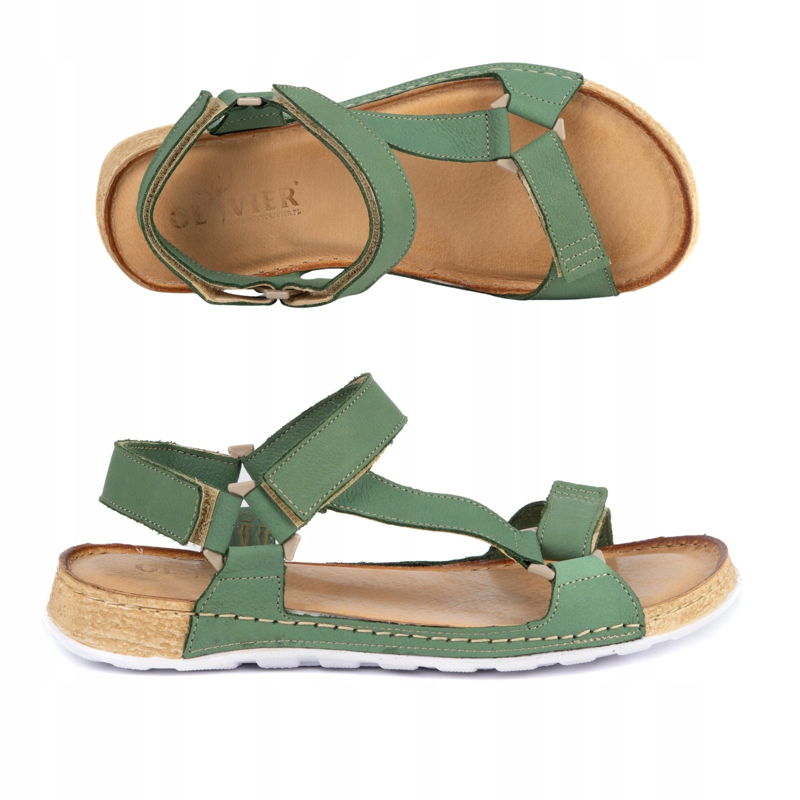 Dámské barefootové sandály Kallia kožené, zelené, velikost 41