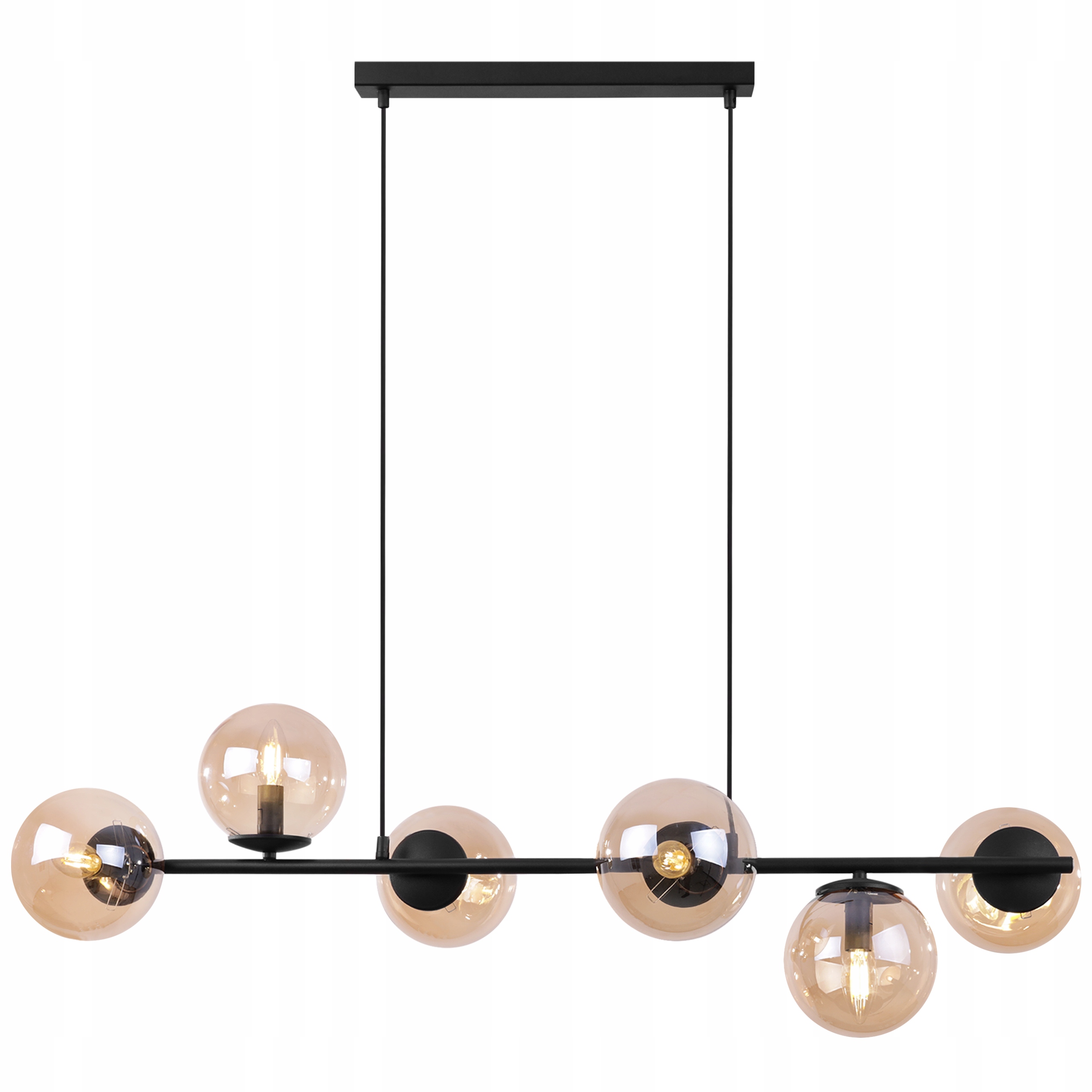 Lampa Sufitowa Żyrandol Wisząca Czarna Listwa Do Salonu Pokoju Klosze Kule