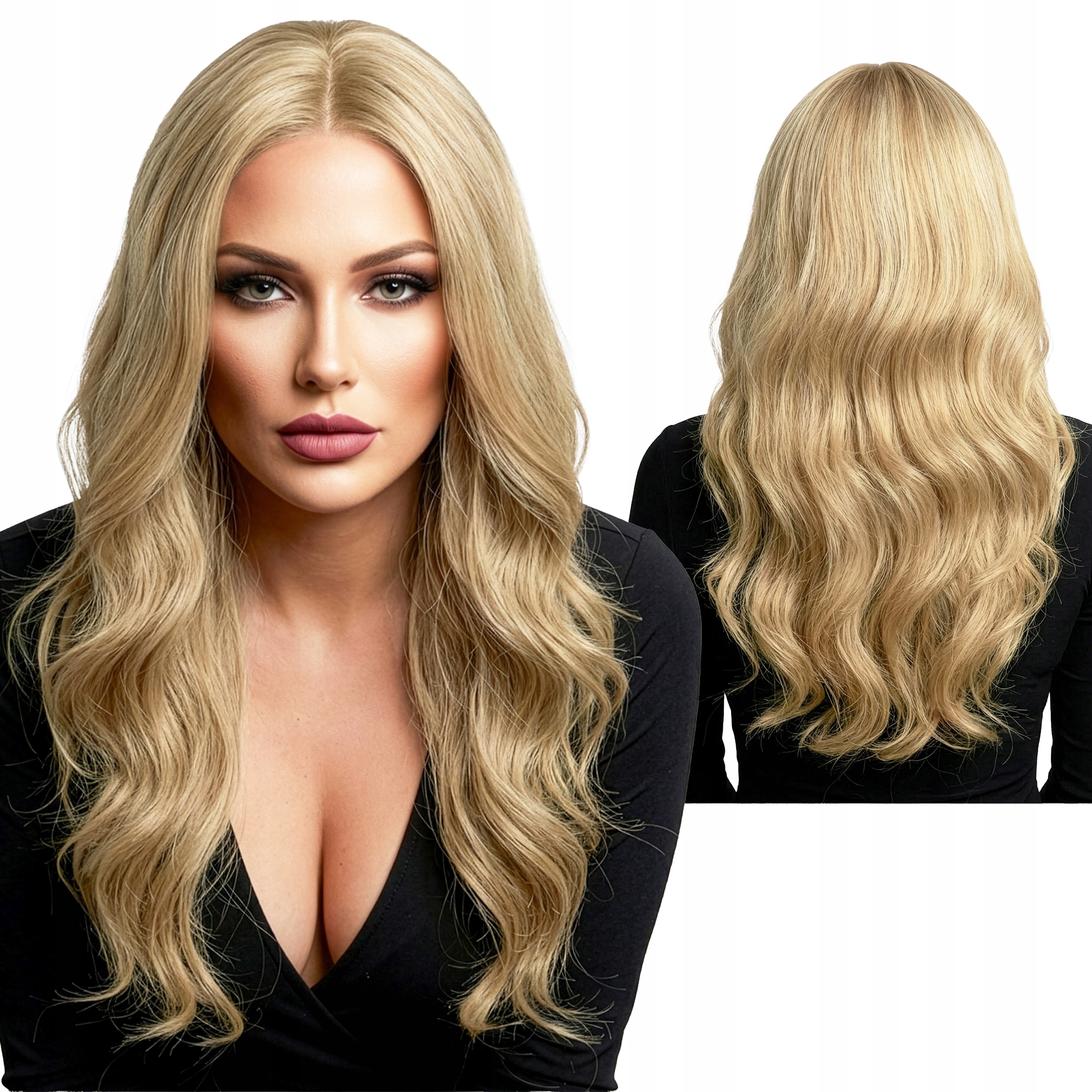 Syntetická paruka na vlasy Umělé dlouhé vlny stínovaná blond balayage