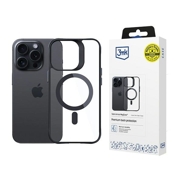 Etui 3mk Satin Armor MagCase z MagSafe na iPhone 15 Pro Max przezroczyste