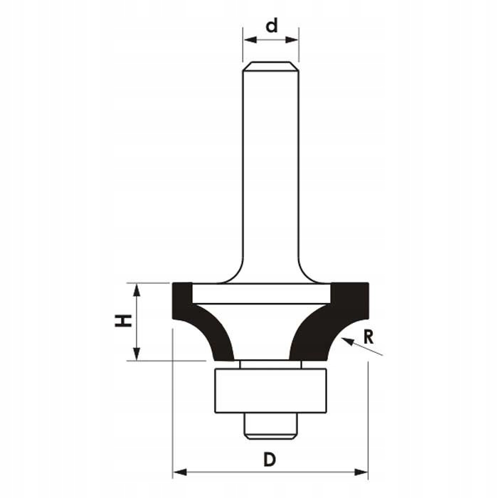FREZ ZAOKRĄGLAJĄCY CNC PREMIUM D 15,7XH 12,7XD 8 / R R 1,5 Z ŁOŻYSKIEM DOLN Rodzaj frez pojedynczy