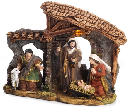 Krásna Vianočný Betlehem s figúrkami a Led Osvetlením 25 x 9 x 19 cm