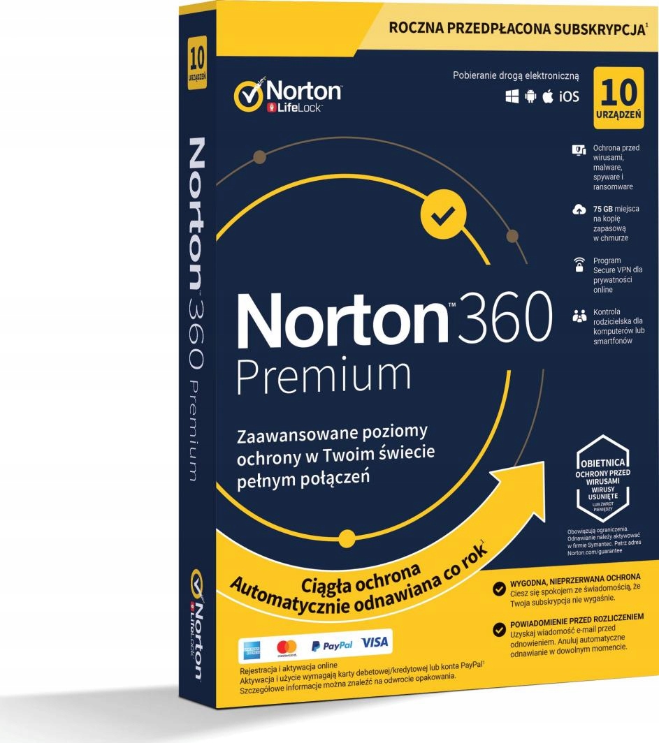 

Norton 360 Premium Pl 1 User 10 Device 75GB Vpn