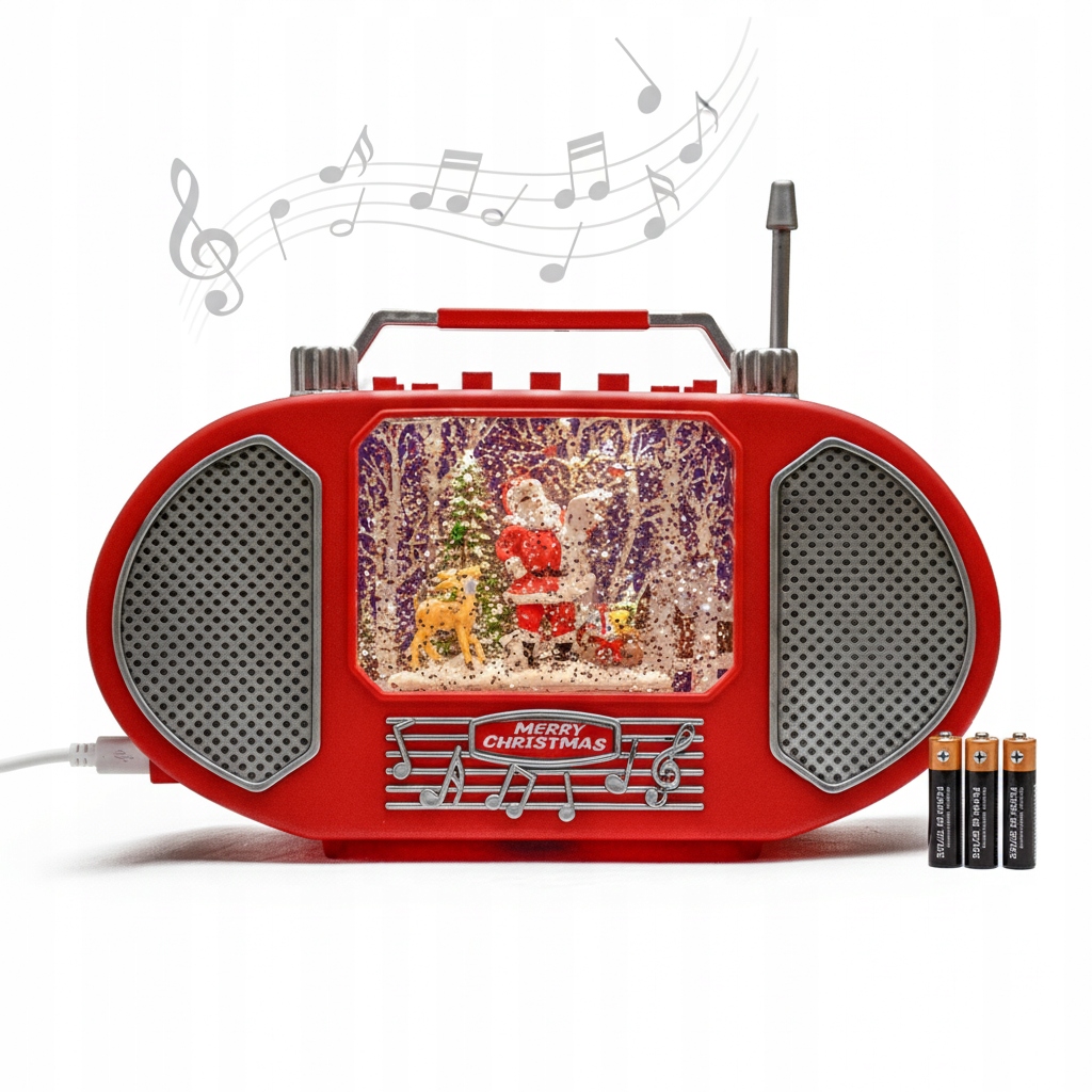 DEKORACJA ŚWIĄTECZNA LAMPION Z POZYTYWKĄ NA BATERIE USB RADIO MIKOŁAJ