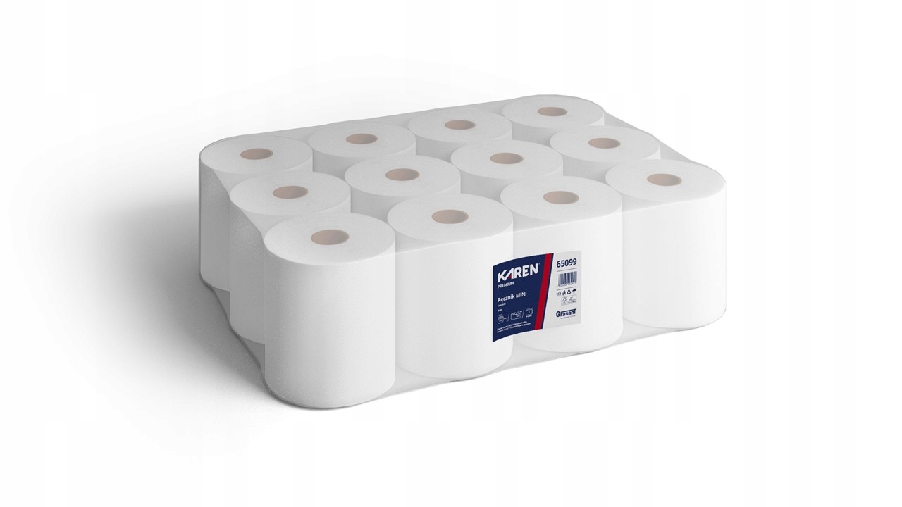 Ręczniki Papierowe w Roli Celuloza Mini Premium Białe 50m 2 warstwy 12szt