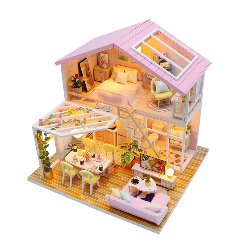 Miniaturowy Domek Śniadanie Pod Pergolą Led Wakacje Lifestyle Diy Rodzina