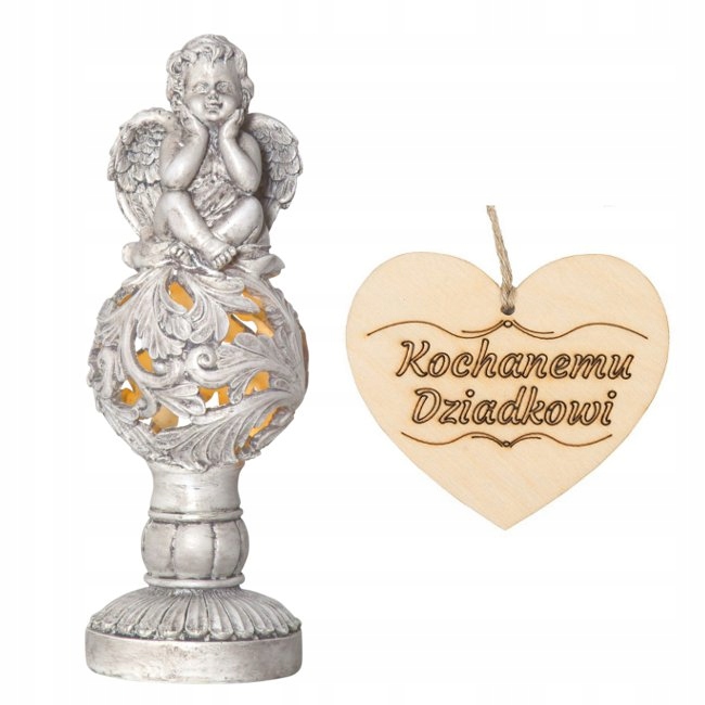 ZNICZ dla DZIADKA ANIOŁ STRÓŻ SOLARNY do ogrodu lub na grób