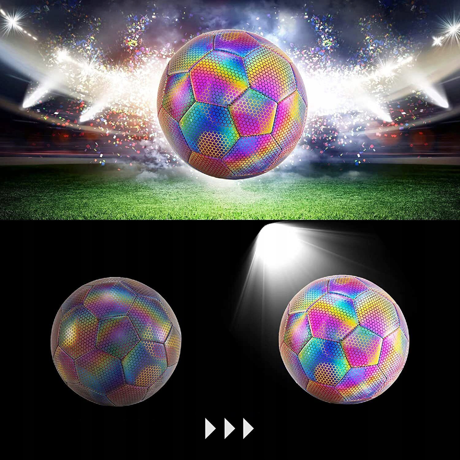 HOLOGRAFICZNA ODBLASKOWA PIŁKA NOŻNA 21.5 CM Atest brak