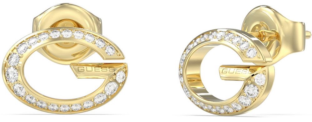 Nová Kolekce – Módní Zlaté Náušnice Guess G Camden S Krystaly 12 mm