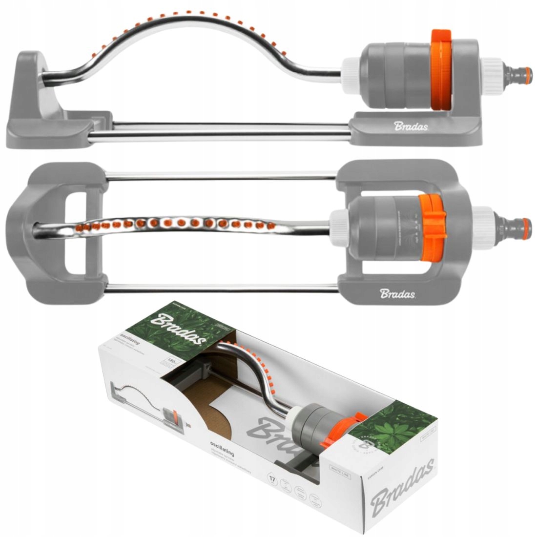 ZRASZACZ WAHADŁOWY OGRODOWY 17 DYSZ OBSZAR 180 m² ALUMINIOWE RAMIĘ BRADAS