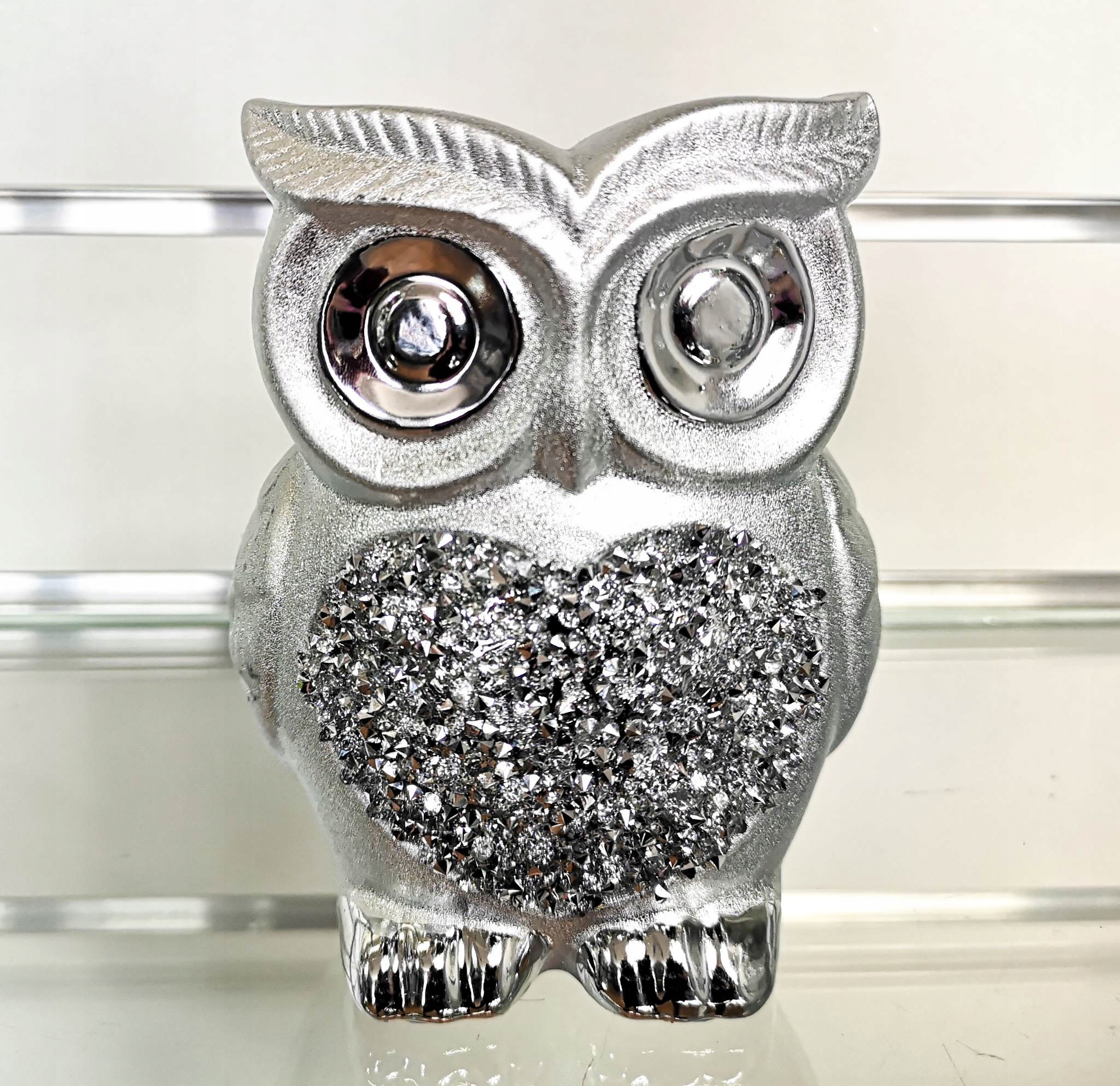 

Figurka srebrna sowa glamour z Pirytem