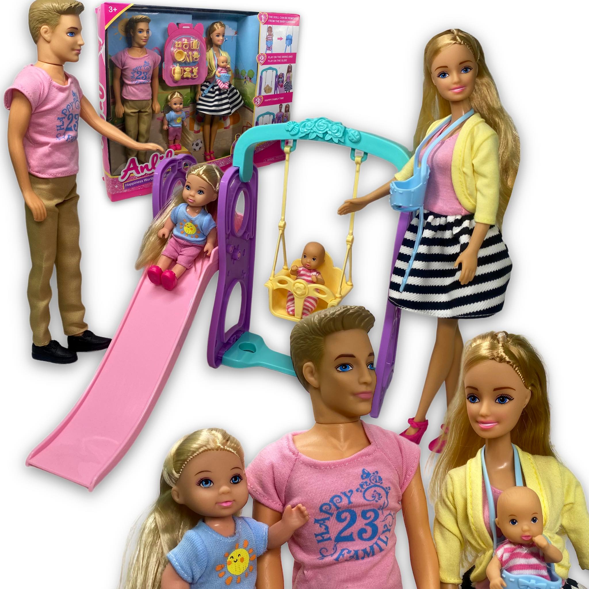 LALKA BARBIE RODZINA PLAC ZABAW KEN DZIECI BOBASEK GRATIS DYPLOM BARBIE