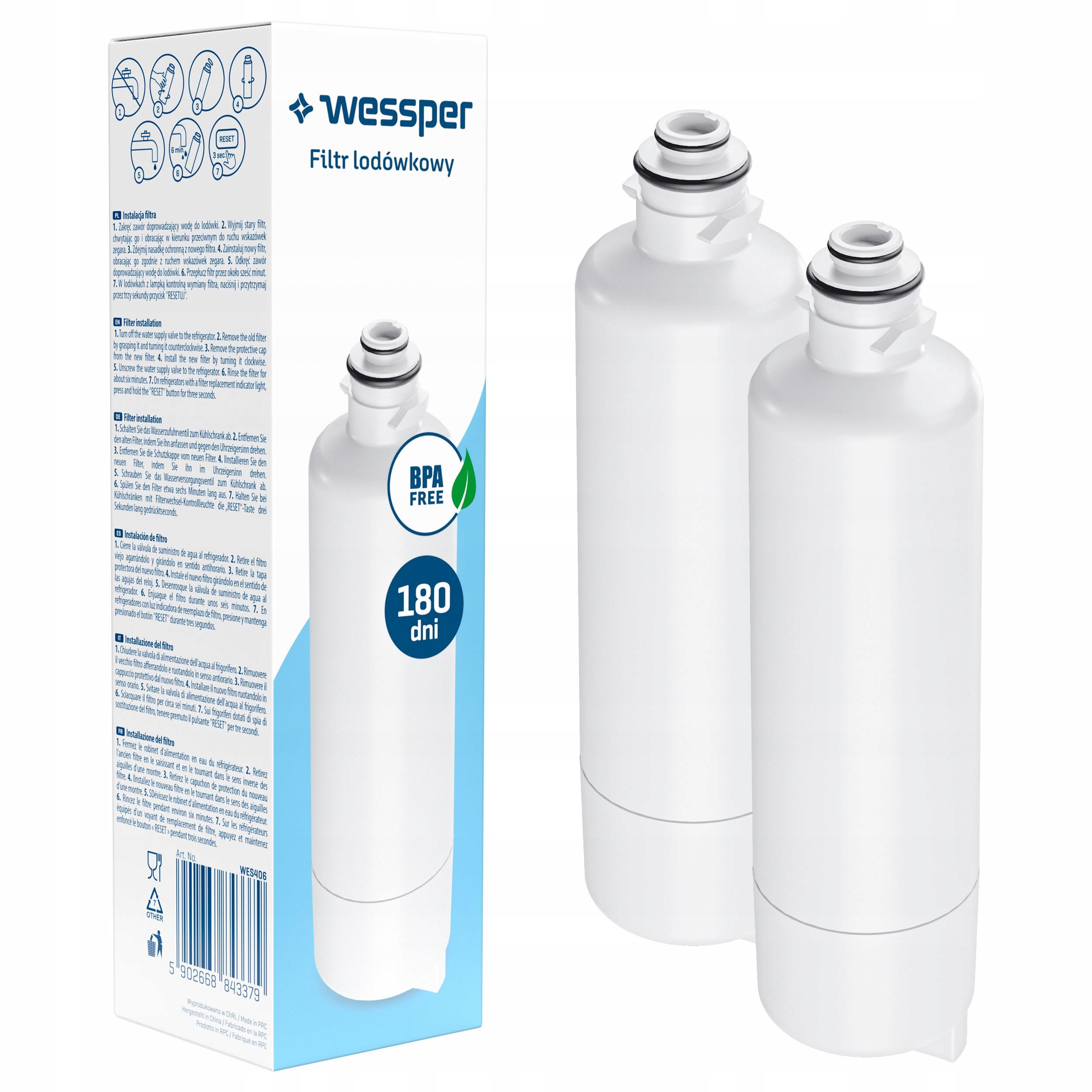2x Filtr wody Wessper do lodówki Bosch Kad Kag zamiennik Ultra Clarity Pro