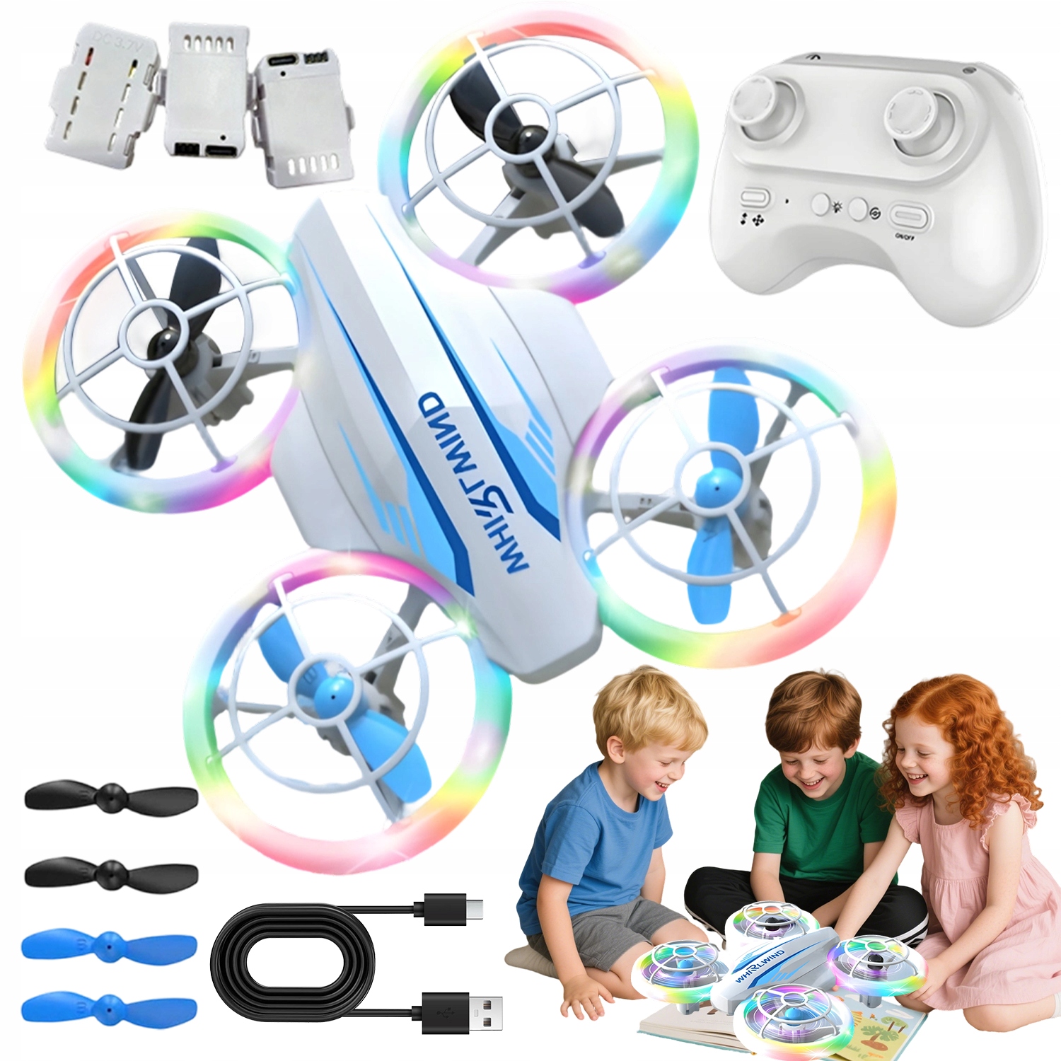 Quadrocopter Pro Děti 360° Flip 6 Led 3 Baterie Usb-c Dárek