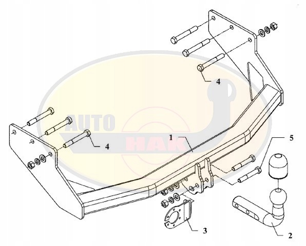 HAK HOLOWNICZY + 7 PIN FORD TRANSIT 1991-2000 Producent Auto-hak