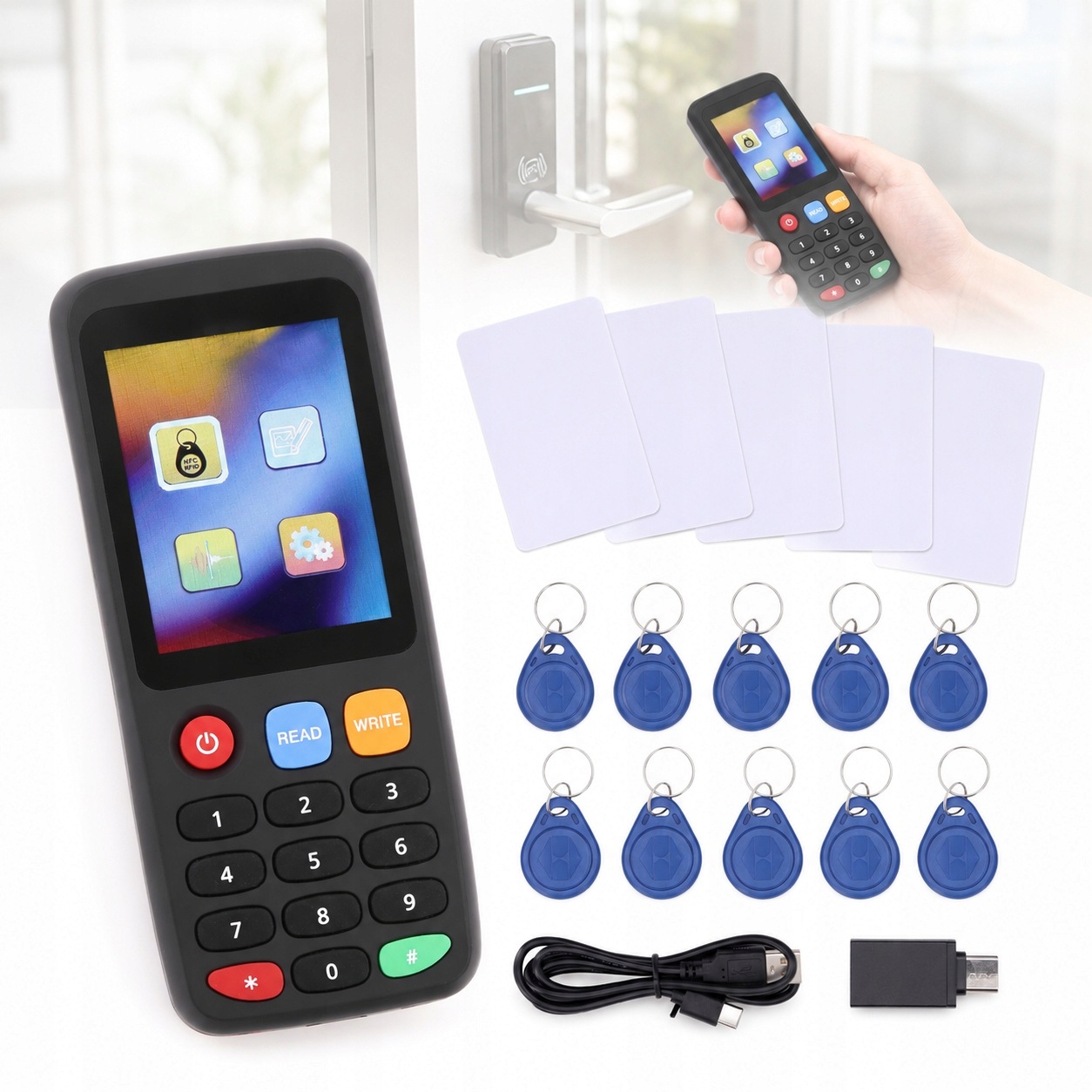 Programator Kart Rfid Nfc X7 125 kHz 13,56 MHz Usb-c Zestaw