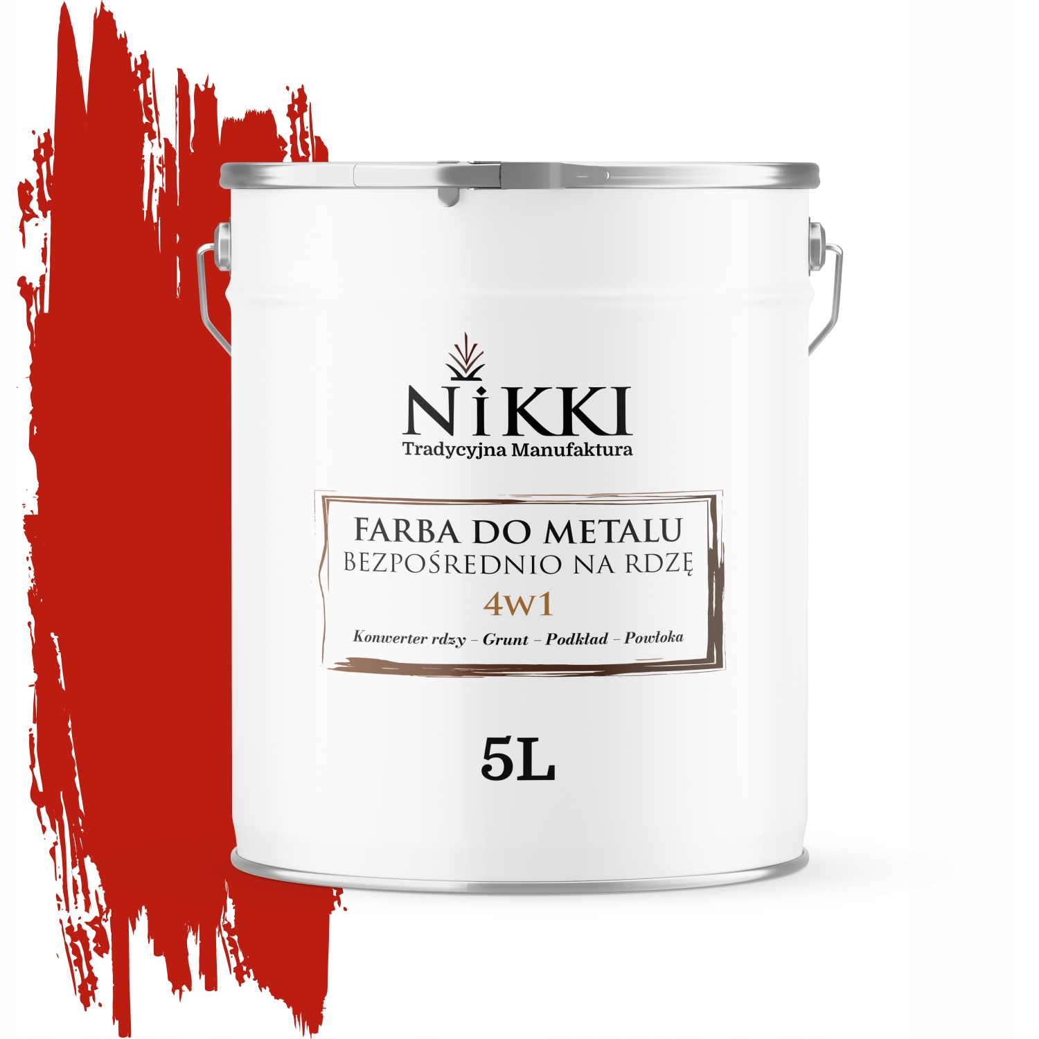 Farba Na Kov Priamo Na Hrdzu Pozinkovaná 4v1 Farba Červená Ral 3020 Mat 5L
