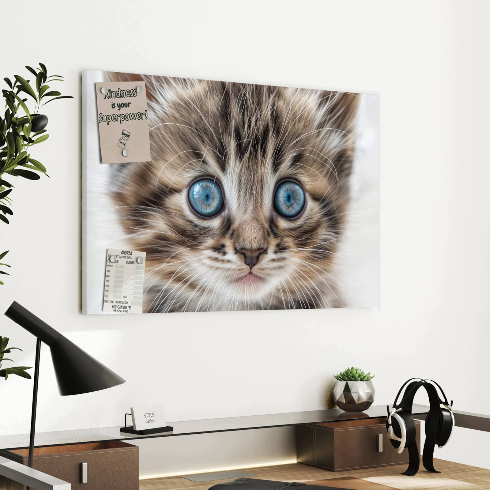 Magnetická tabule Niebieské Oči Koťátko 60 × 40 cm