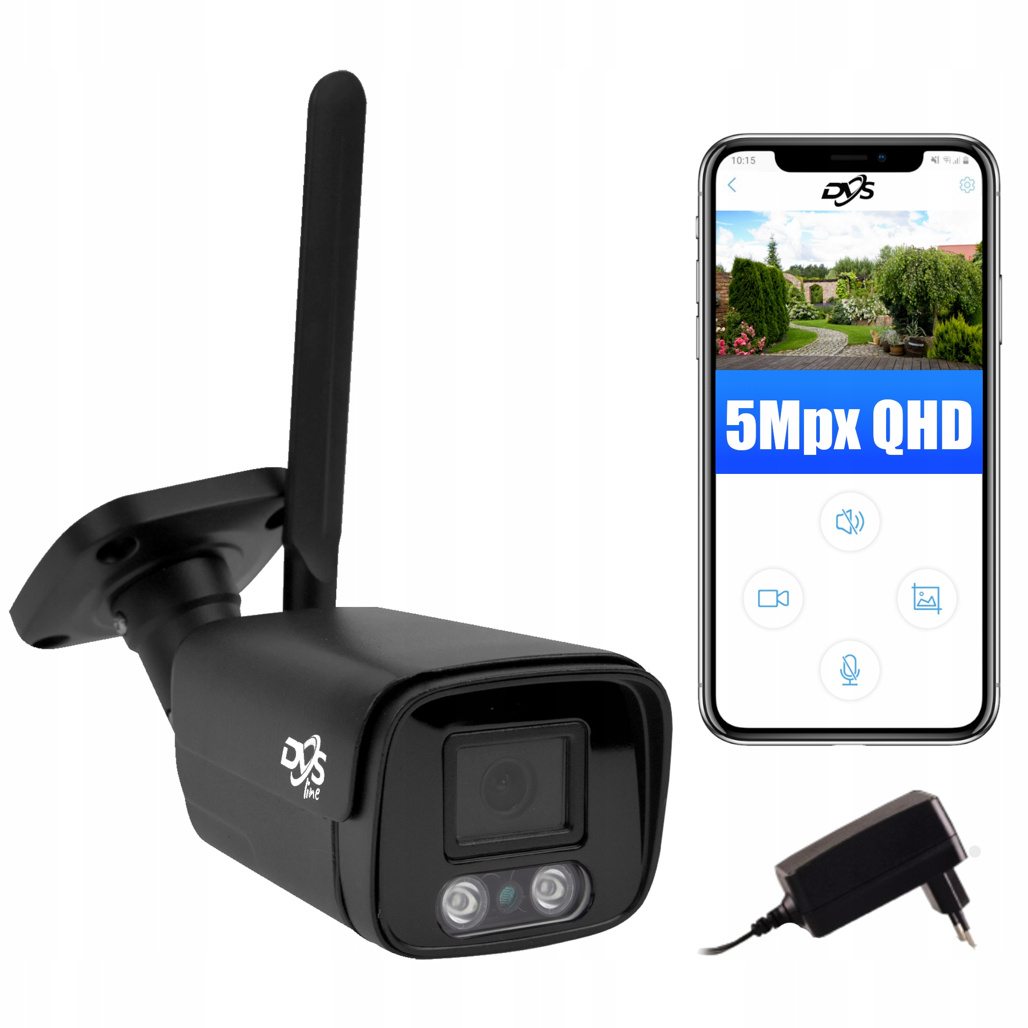 

Czarna bezprzewodowa kamera Dvs Ip WiFi 5Mpx